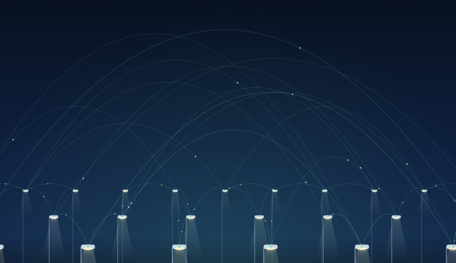 Schematische Darstellung des Mesh-Netzwerks zwischen EVL-Sense-Nodes und EVL-Connect-Gateway